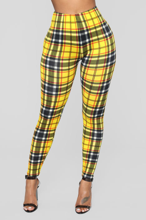 yellow plaid nike leggings