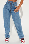 Petite Crossover Straight Leg Jeans - Medium Wash