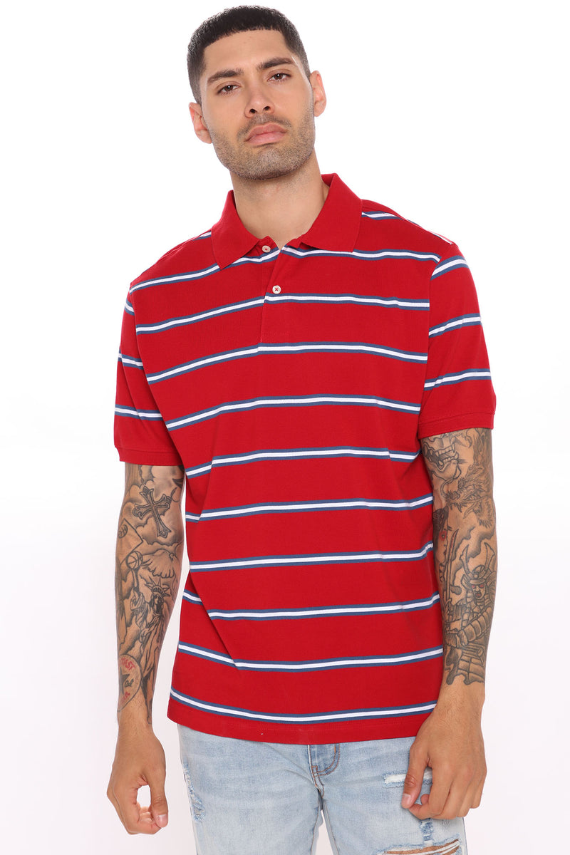 Another Notch Short Sleeve Striped Polo - Red/combo | Fashion Nova ...