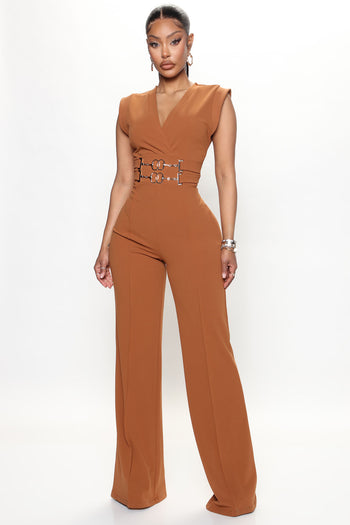 Need A Date Jumpsuit - Cognac