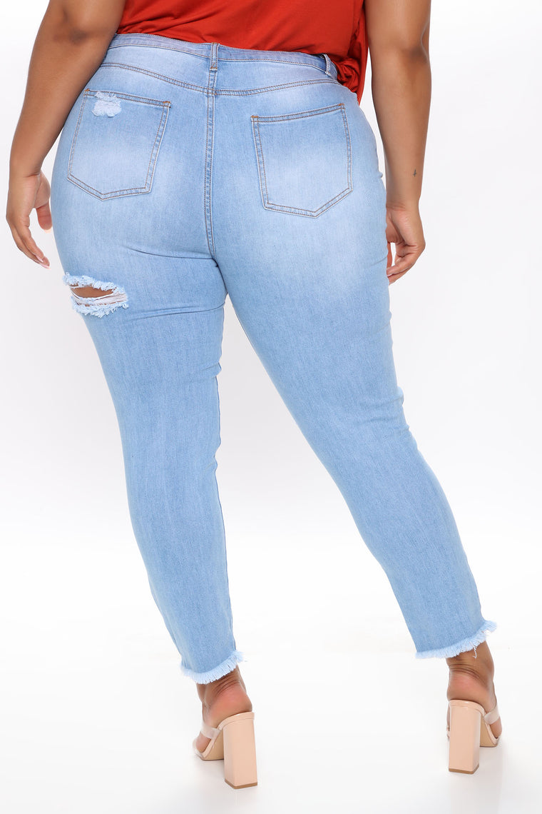 Walking Away Distressed Skinny Jeans - Light Blue Wash, Jeans | Fashion ...