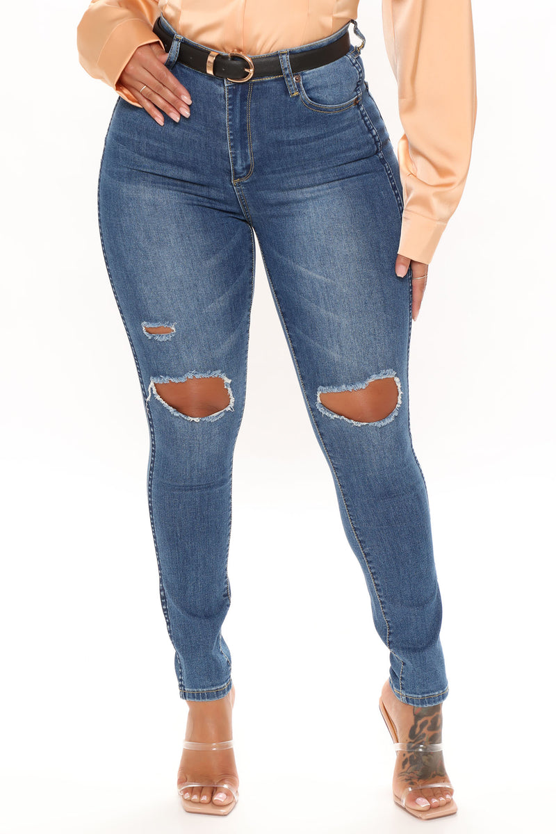 Take It Easy Ripped Skinny Jeans - Dark Wash | Fashion Nova, Jeans ...