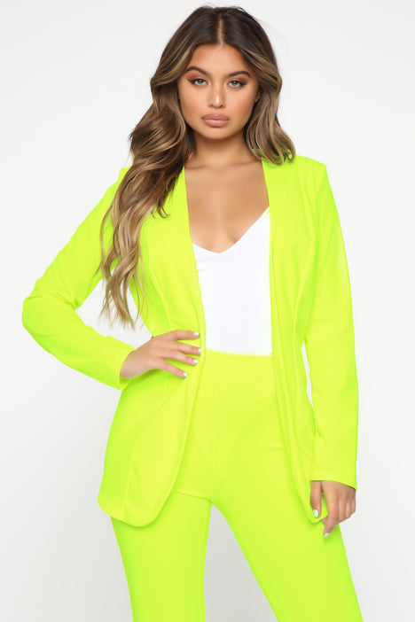 Buy Fall Women Clothes Long Sleeve Blazer High Waist Fluorescent Color Suit  Pencil Pants Women Casual Suit Women Pantsuit Set Yellow XL at Amazonin