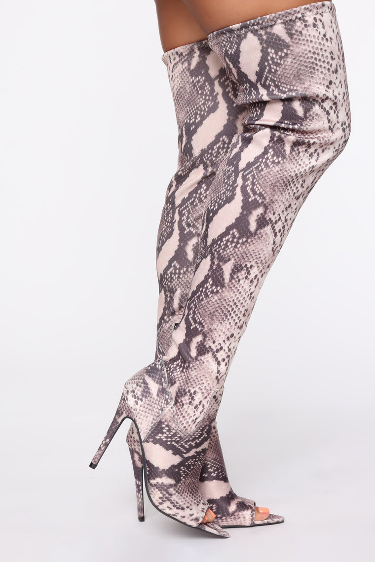 The Knee Heeled Boot - Snake, Shoes 