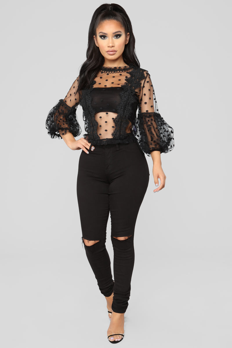 Mesh Sheer Romance Blouse - Black | Fashion Nova, Shirts & Blouses ...