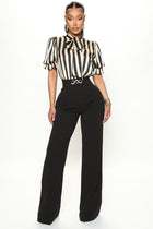 Amalia Stripe Jumpsuit - Black/Taupe