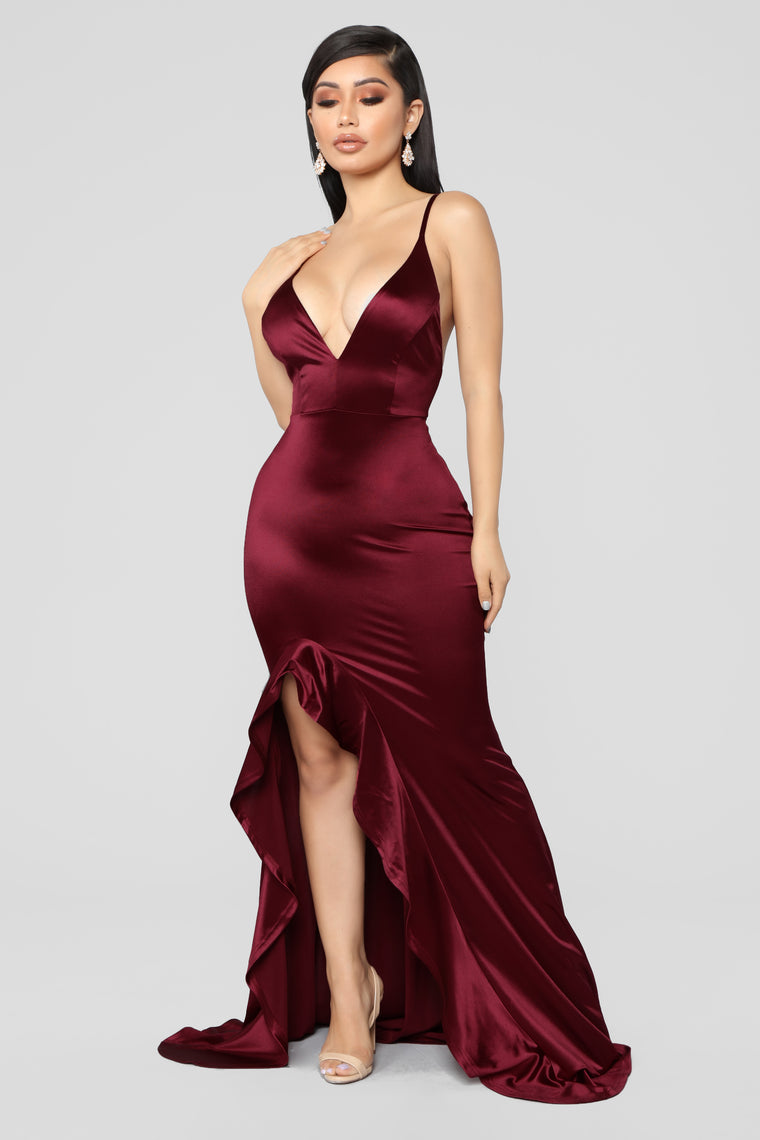 fashion nova red silk dress