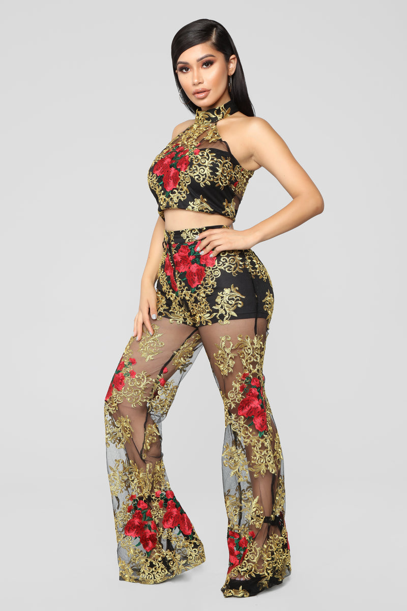 Enchanted Rose Embroidered Set - Black/Gold | Fashion Nova, Matching ...