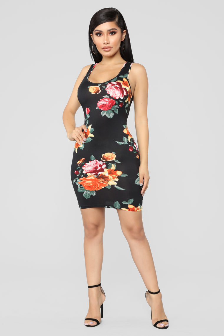 Floweret Mini Dress - Black - Dresses - Fashion Nova