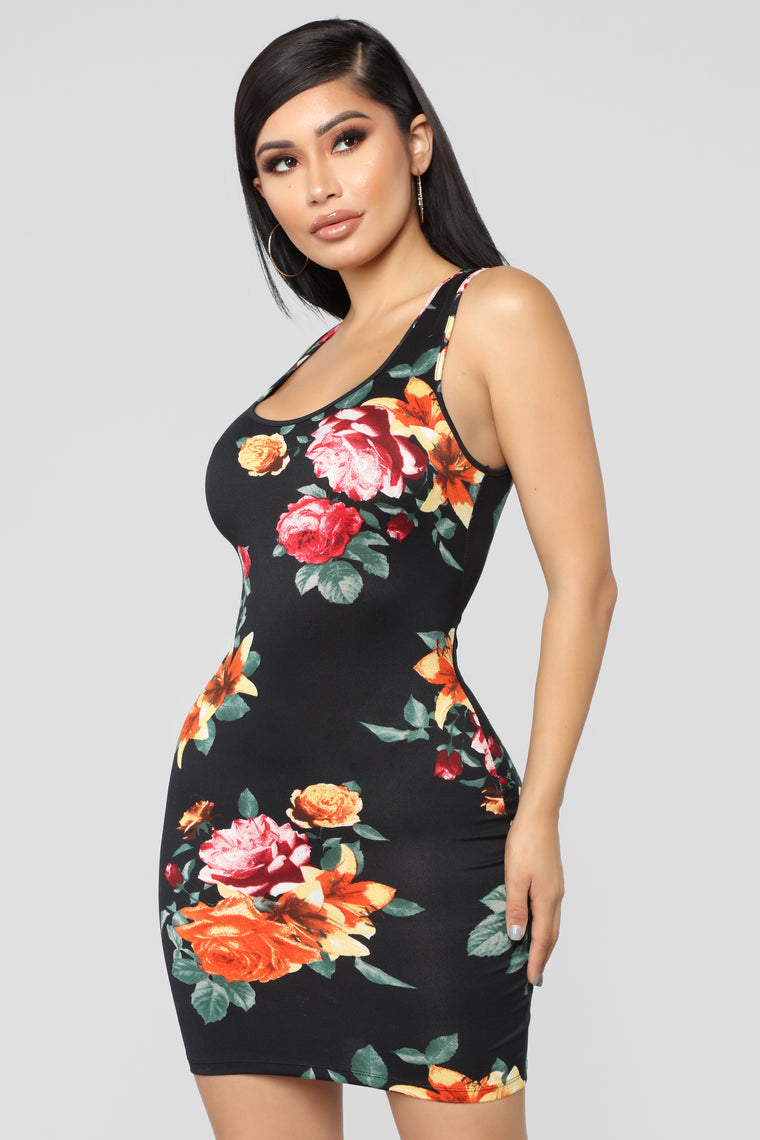 Floweret Mini Dress - Black - Dresses - Fashion Nova