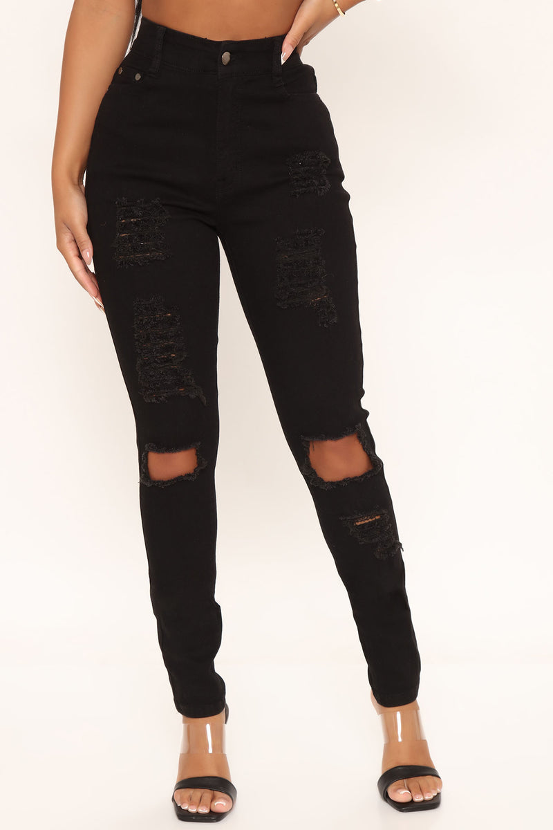 Say Yes To Distress Jeans - Black | Fashion Nova, Jeans | Fashion Nova