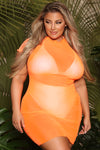 Dream Summer Mesh Cover Up Dress - Neon Orange