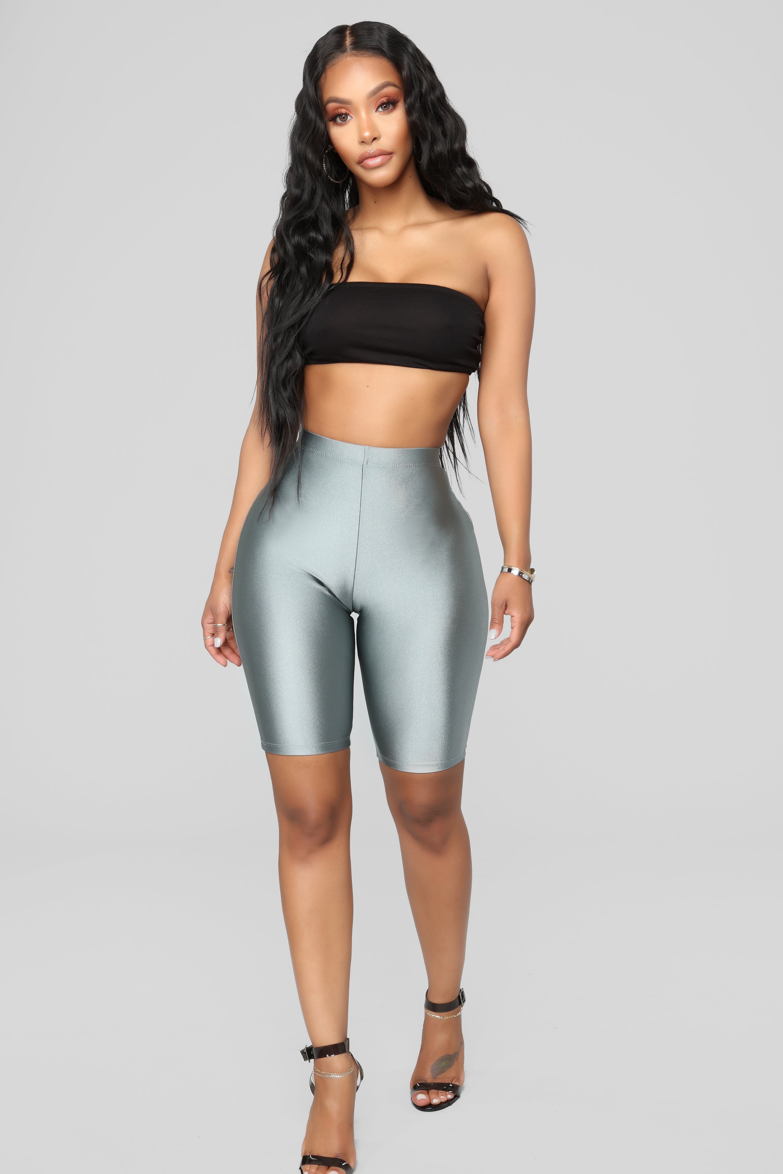 Curves For Days Biker Shorts Silver