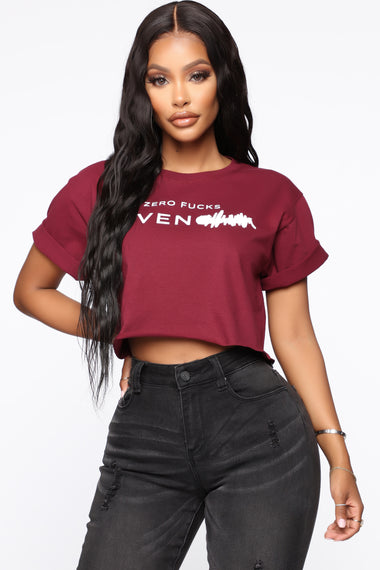 Not One Given Crop Top - Burgundy