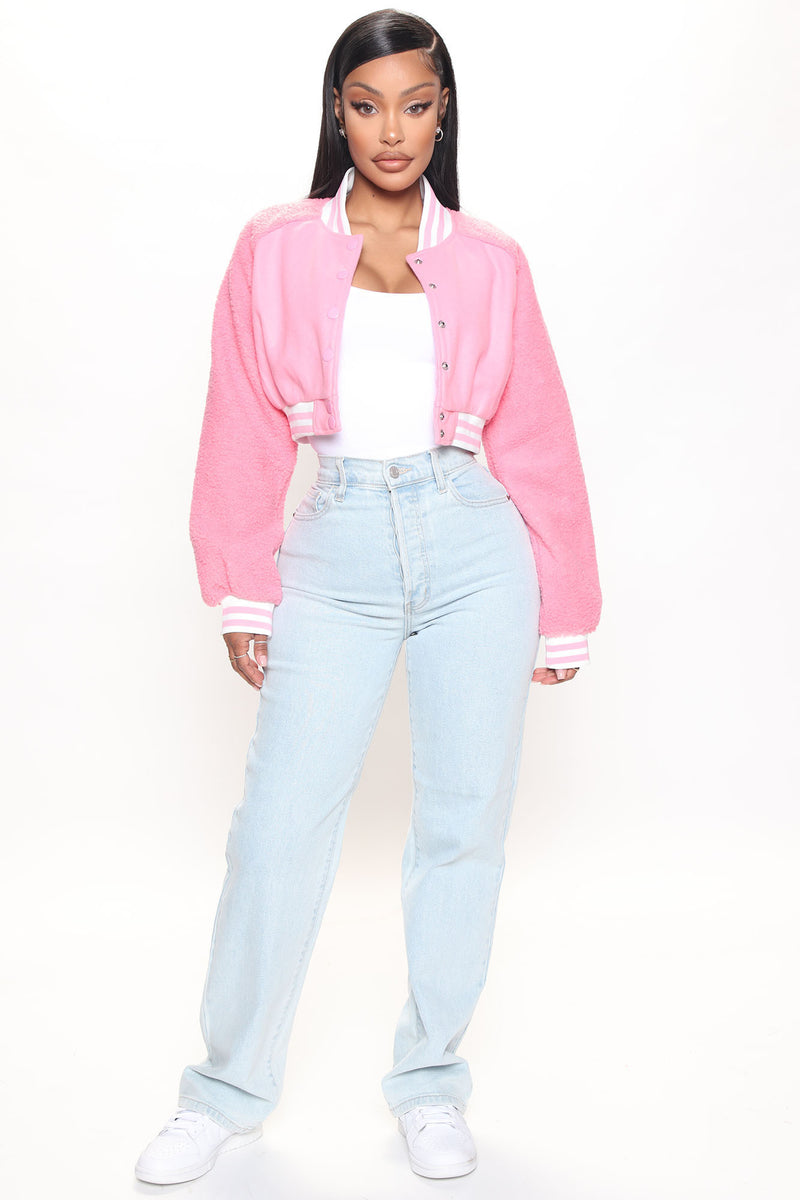 She's Popular Cropped Varsity Jacket - Pink | Fashion Nova, Jackets ...