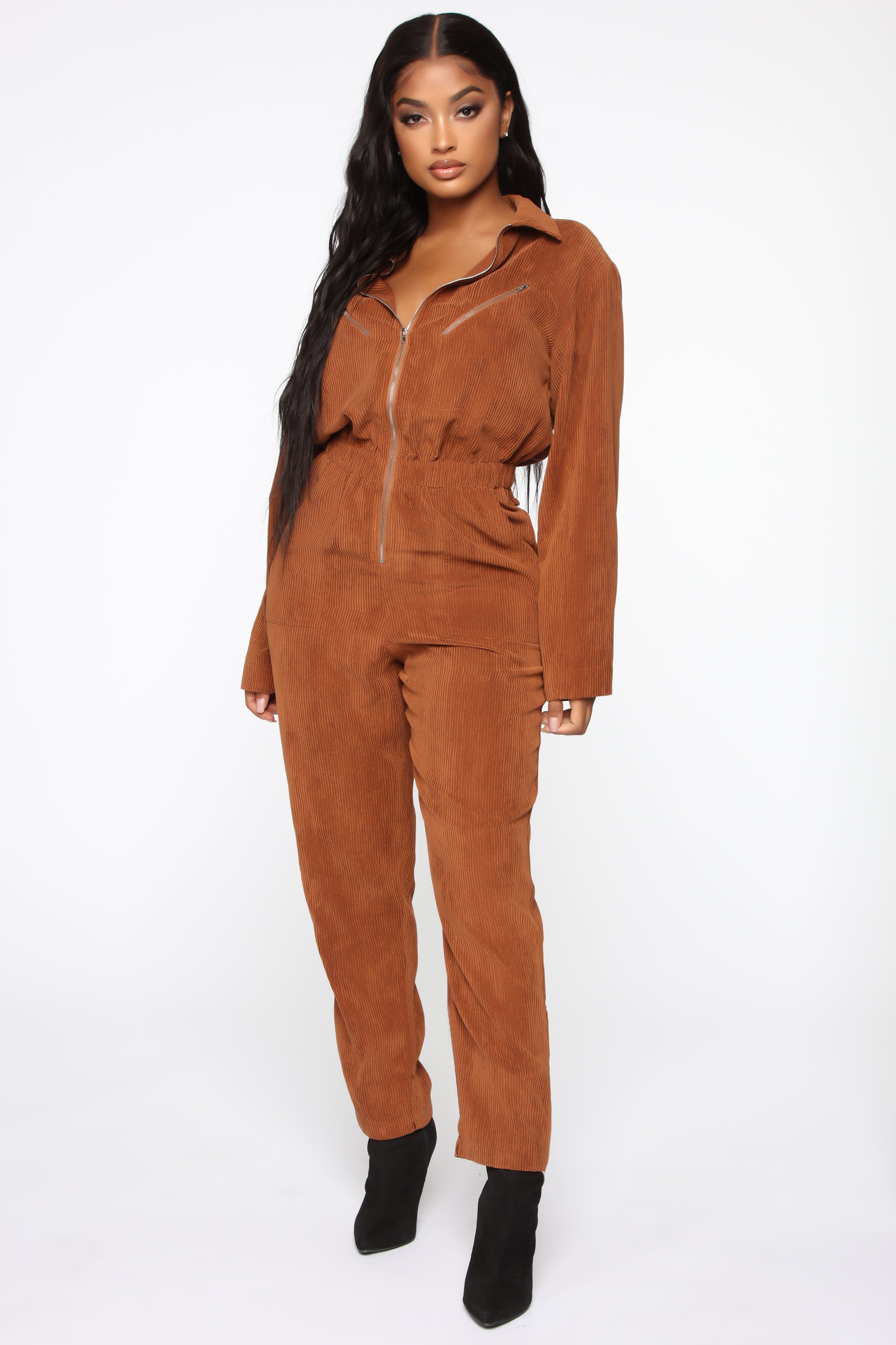 For The ReCord Jumpsuit Brown Fashion Nova