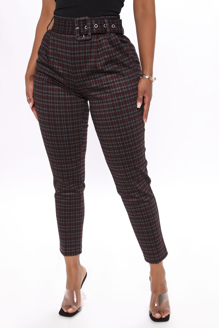 maroon plaid pants