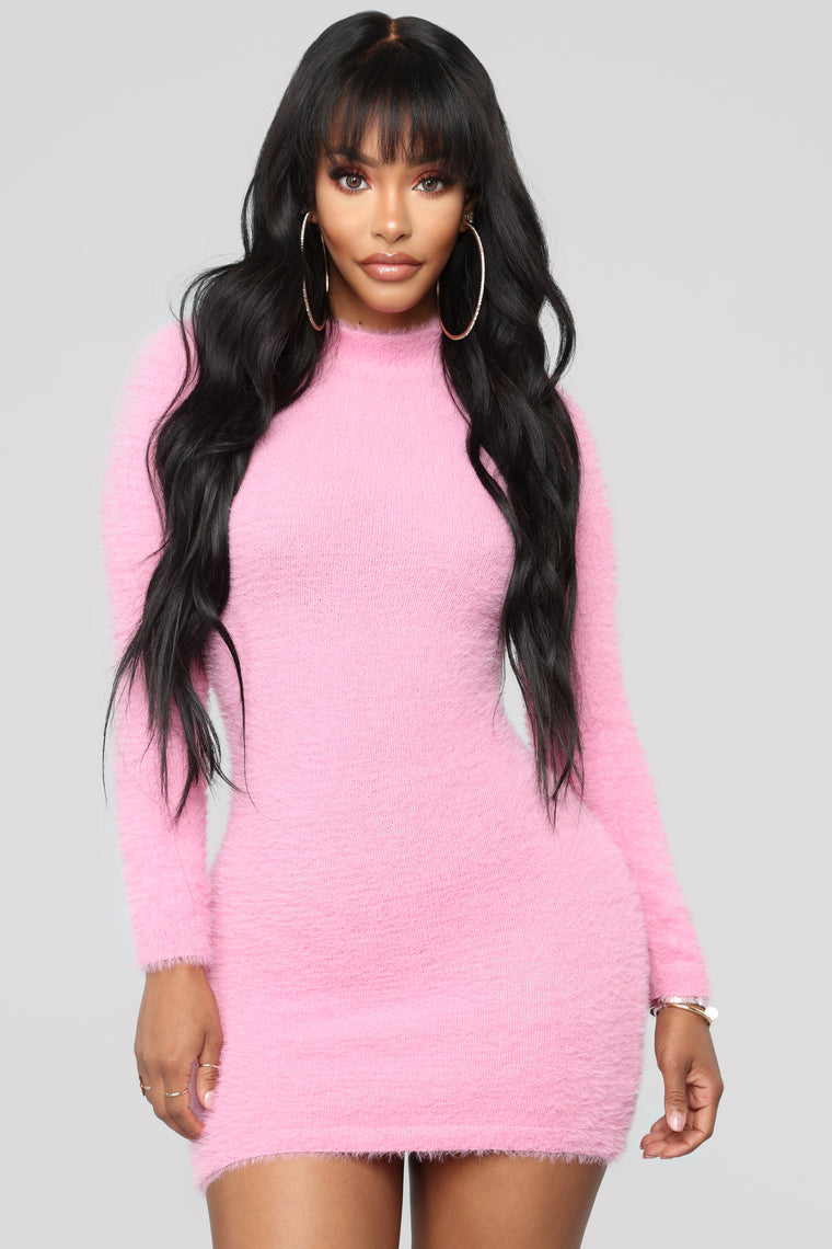 fashion nova pink long sleeve dress