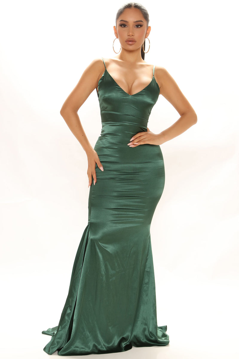 Always Flaunting Satin Maxi Dress - Hunter | Fashion Nova, Dresses ...