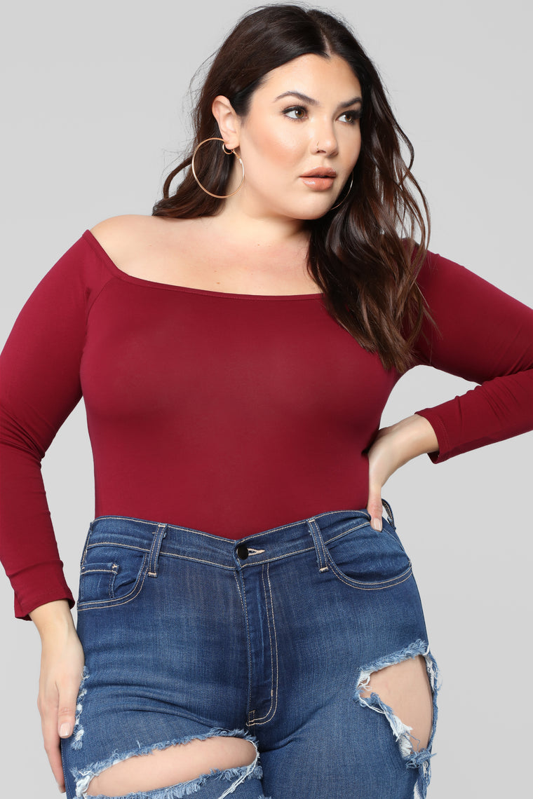 Samantha Off Shoulder Top - Burgundy - Basic Tops & Bodysuits - Fashion ...