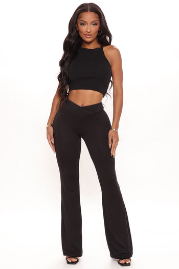 Womens Boho Babe Flare Pant in Black/White size 2X by Fashion Nova