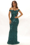 Until The Weekend Sequin Maxi Dress - Emerald