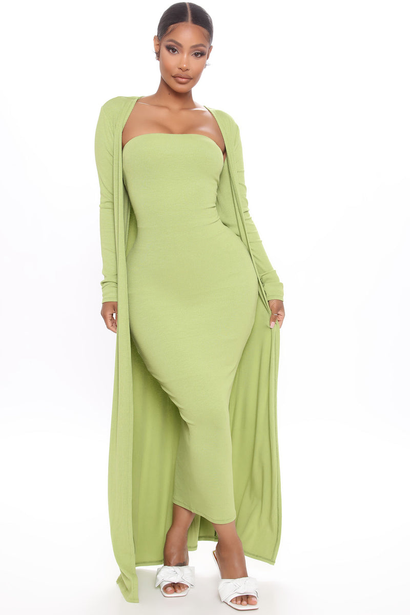 Satisfied Ribbed Maxi Dress Set - Green | Fashion Nova, Matching Sets ...