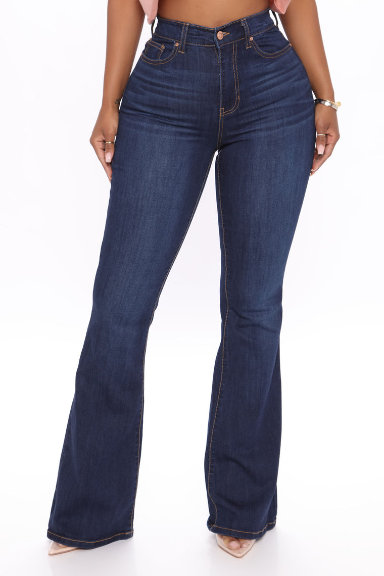 flare dark wash jeans