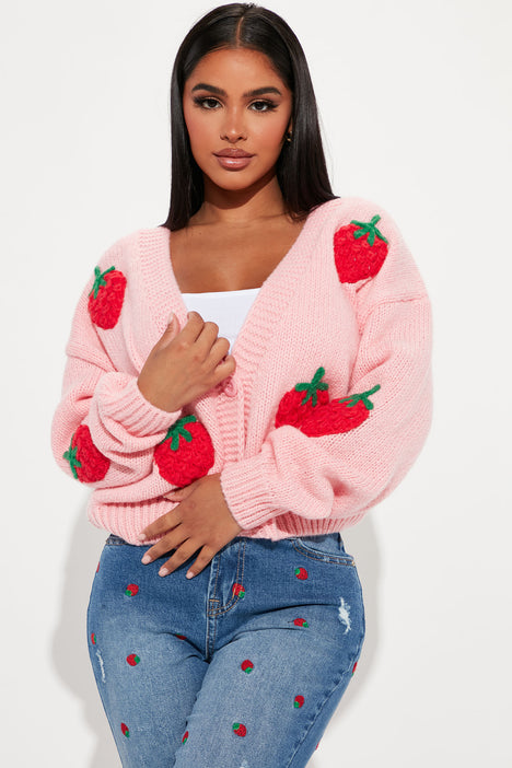 Berry Sweet Strawberry Cardigan Pink | Nova, Sweaters | Fashion Nova