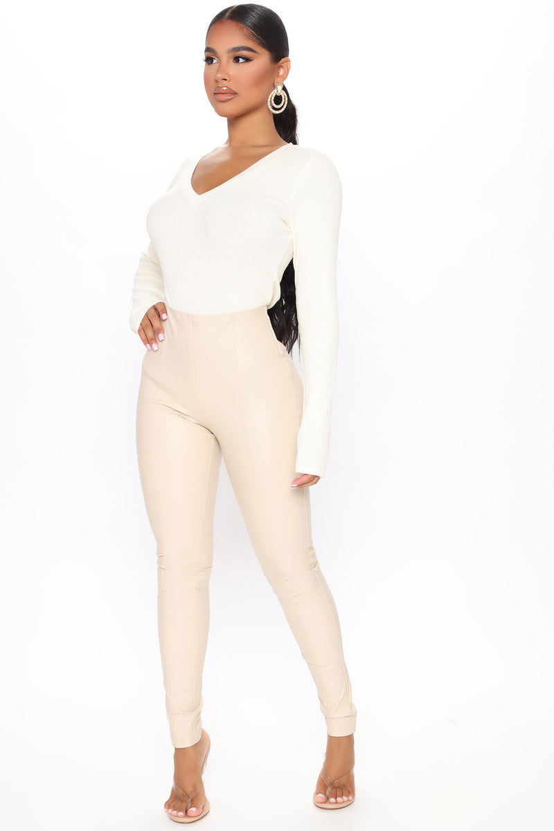 Backin' It Up Faux Leather Leggings - Ivory | Fashion Nova, Leggings ...