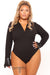 Work The Audience Ribbed Bodysuit - Black