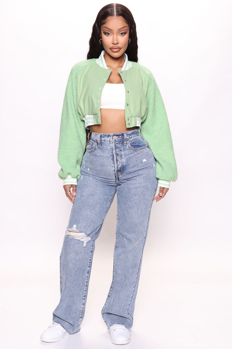 She's Popular Cropped Varsity Jacket - Green | Fashion Nova, Jackets ...