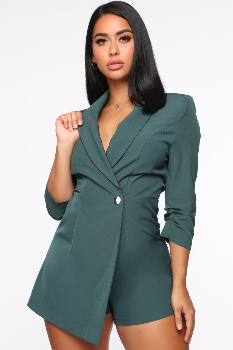 Invading Your Privacy Blazer Romper - Hunter | Fashion Nova, Rompers ...