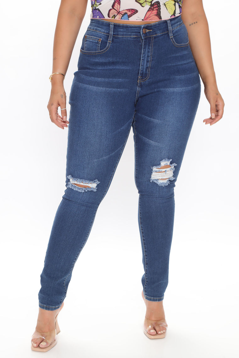 Harmony Distressed Skinny Jeans - Dark Denim, Jeans | Fashion Nova