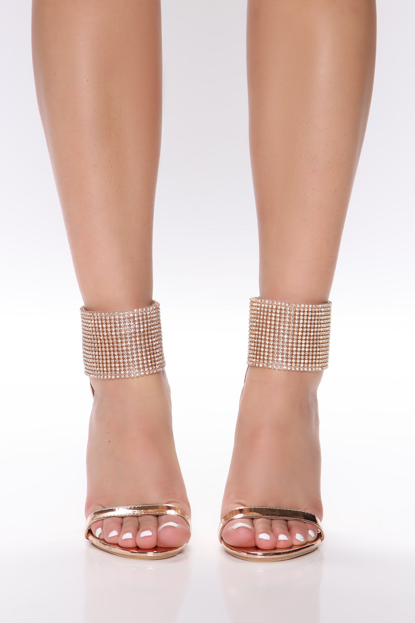 rose gold heels with rhinestones