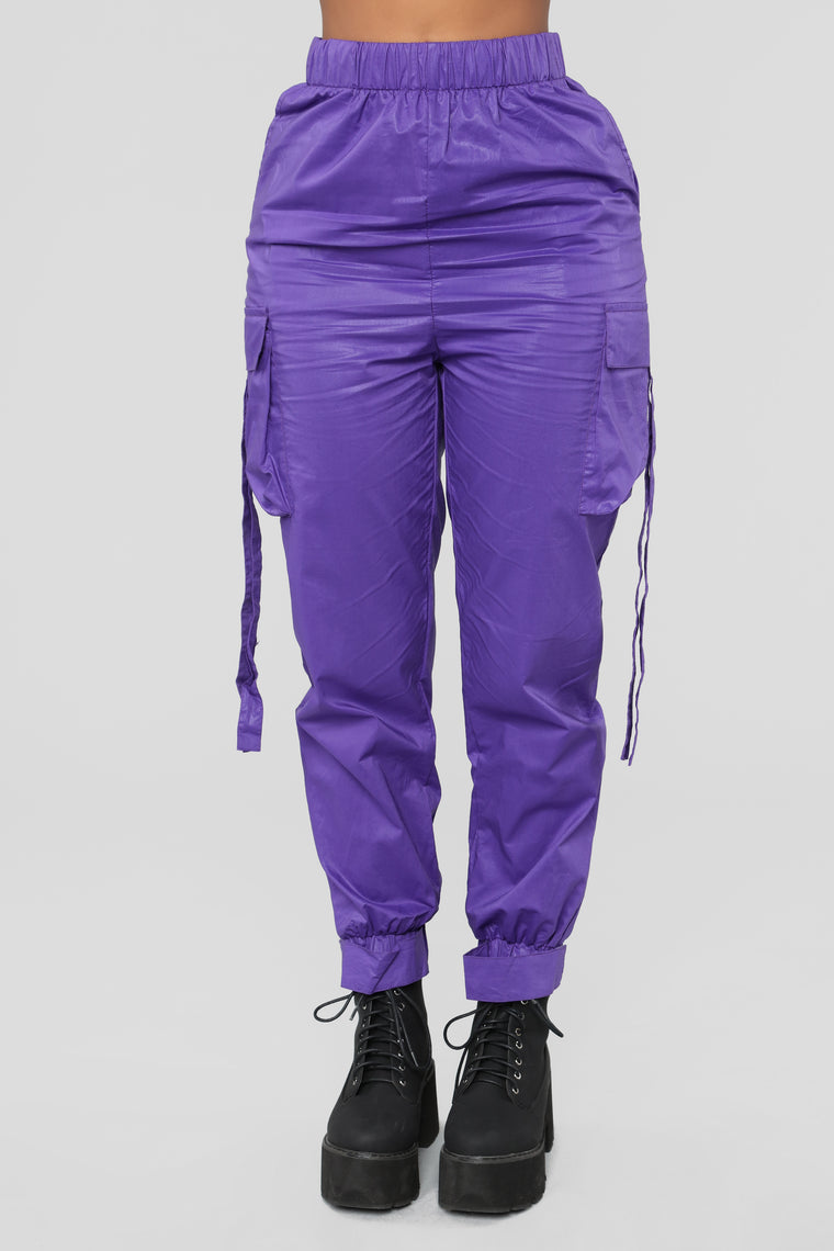 purple cargo pants womens