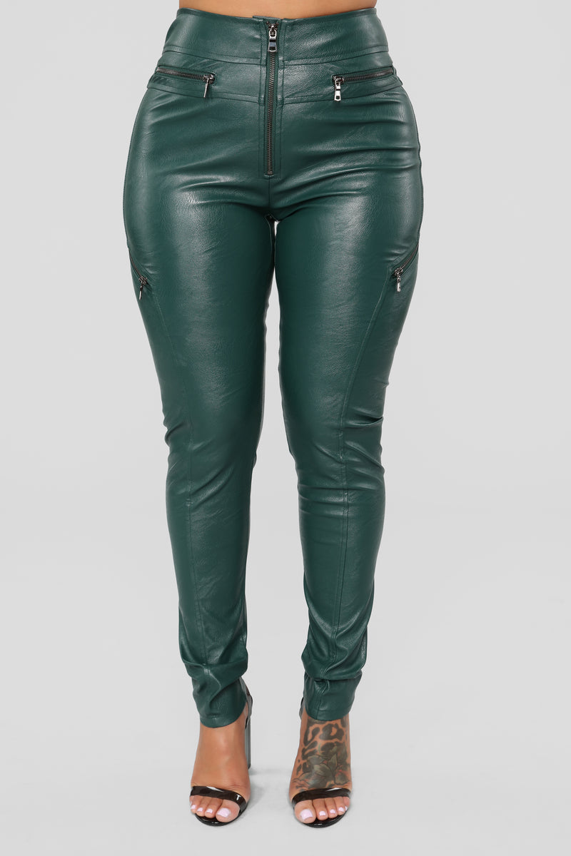 olive green faux leather pants