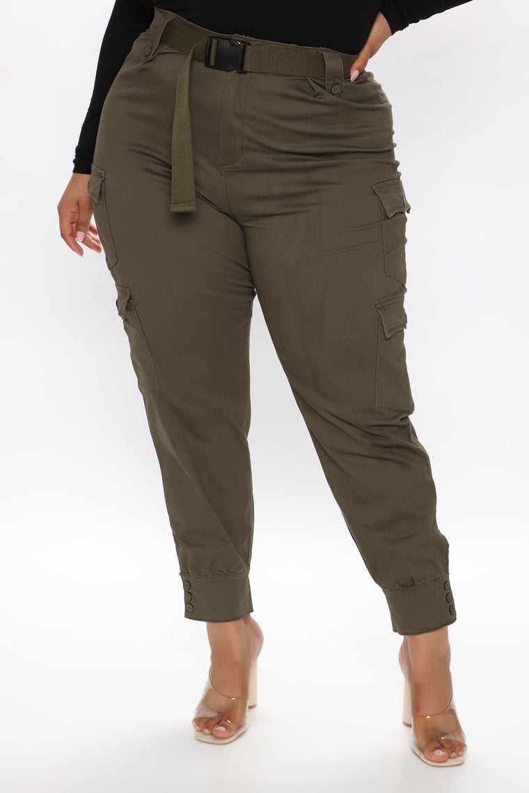 Buckle Up Babe Cargo Joggers - Olive, Pants | Fashion Nova