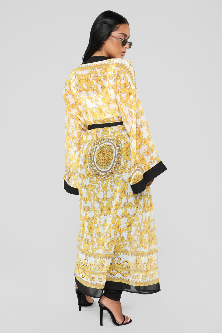 Queen Kimono - Yellow - Shirts & Blouses - Fashion Nova