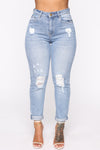 Keep Coming Back Boyfriend Jeans - Light Blue Wash