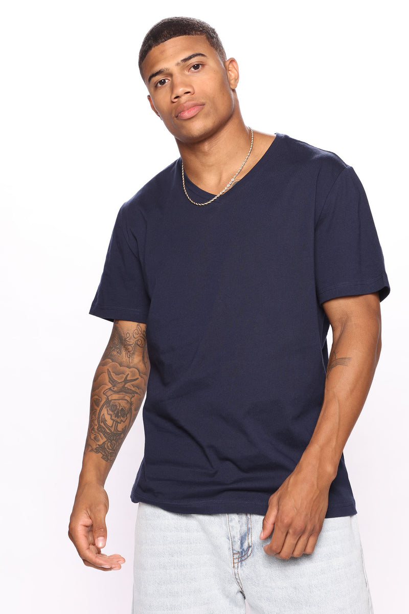 Essential V Neck Tee - Navy | Fashion Nova, Mens Tees & Tanks | Fashion ...