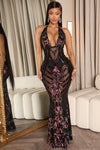 Jayna Sequin Maxi Dress - Black/combo