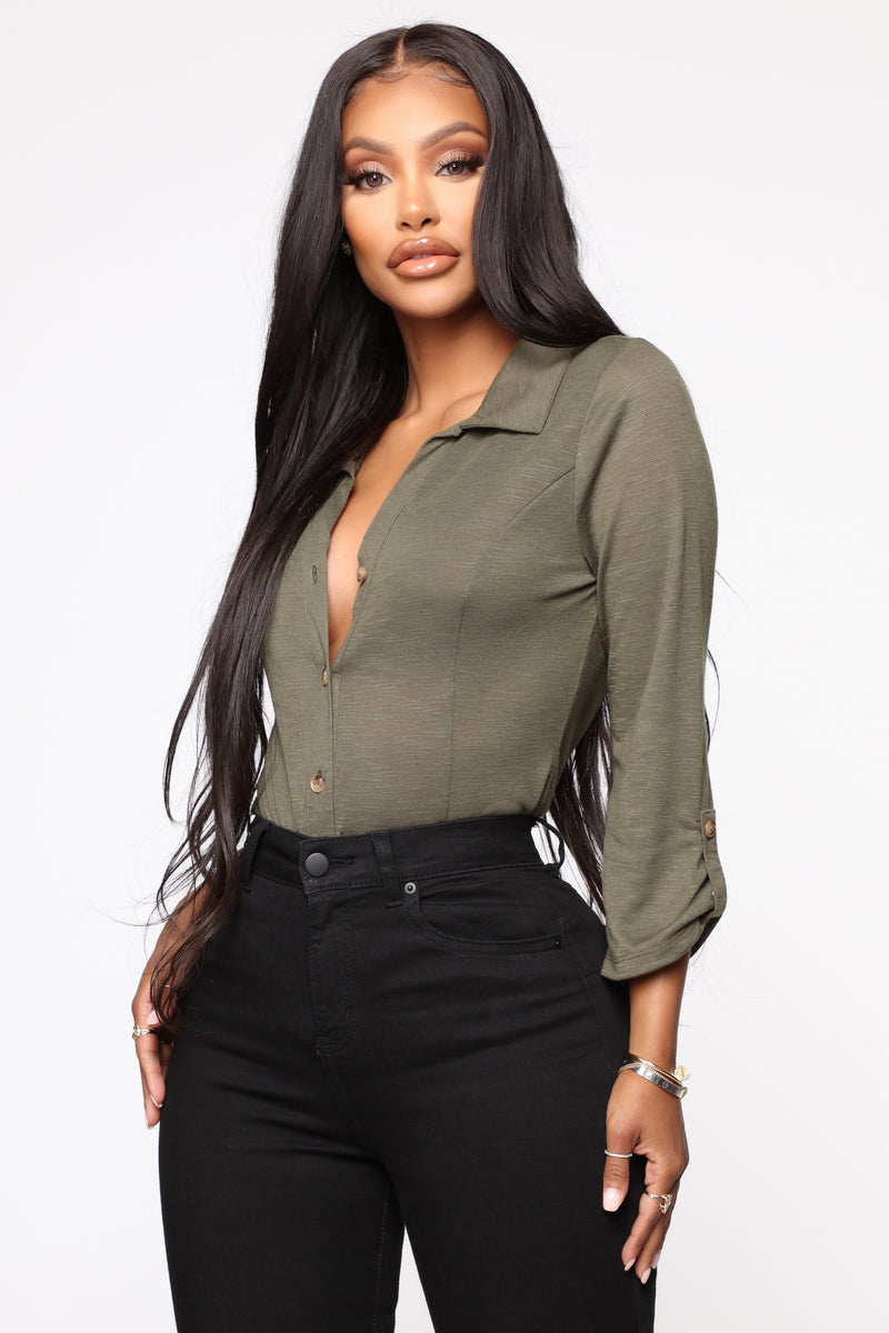 No Room For You Button Down Top - Olive | Fashion Nova, Knit Tops ...
