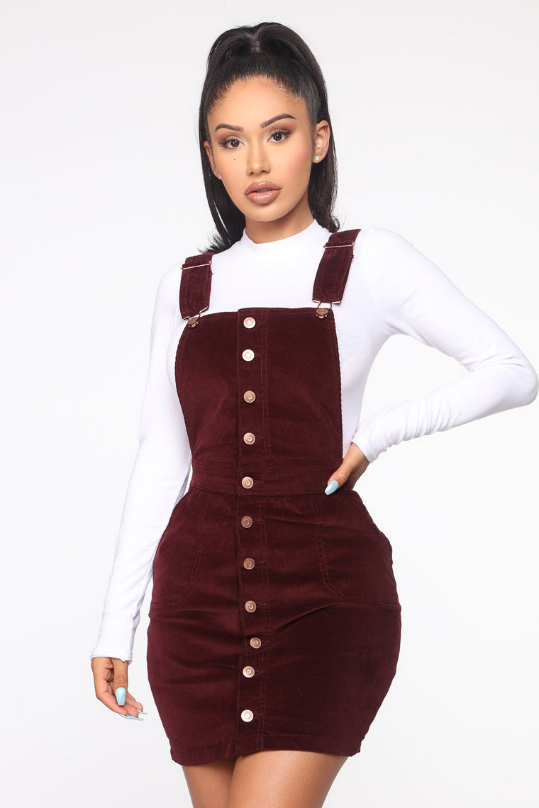 corduroy mini overall dress