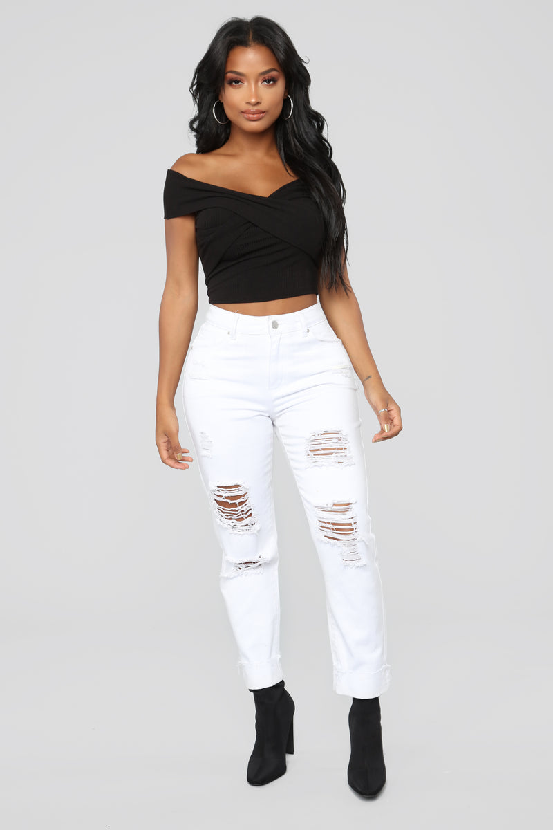 Grab Hold Of Me Off Shoulder Top - Black | Fashion Nova, Knit Tops ...