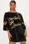 Birthday Queen Sequin Tunic - Black