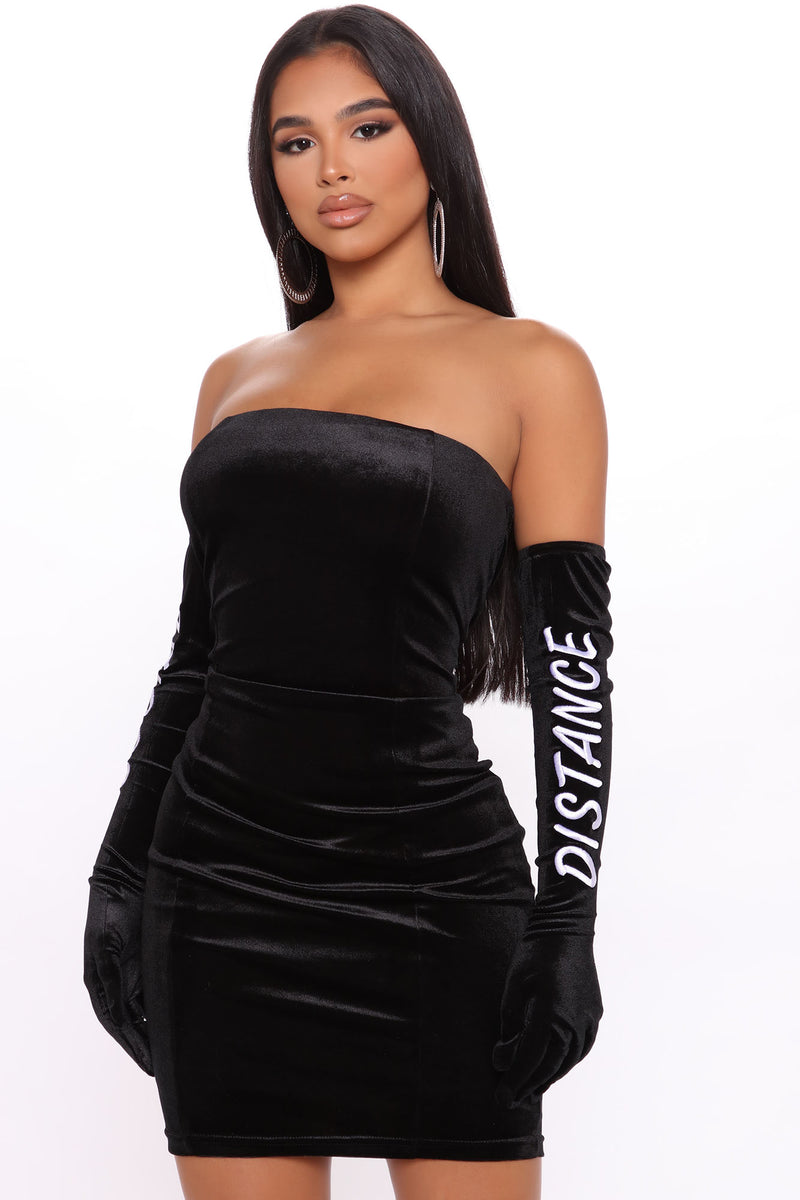 Social Distance Velvet Mini Dress Set - Black | Fashion Nova, Matching ...