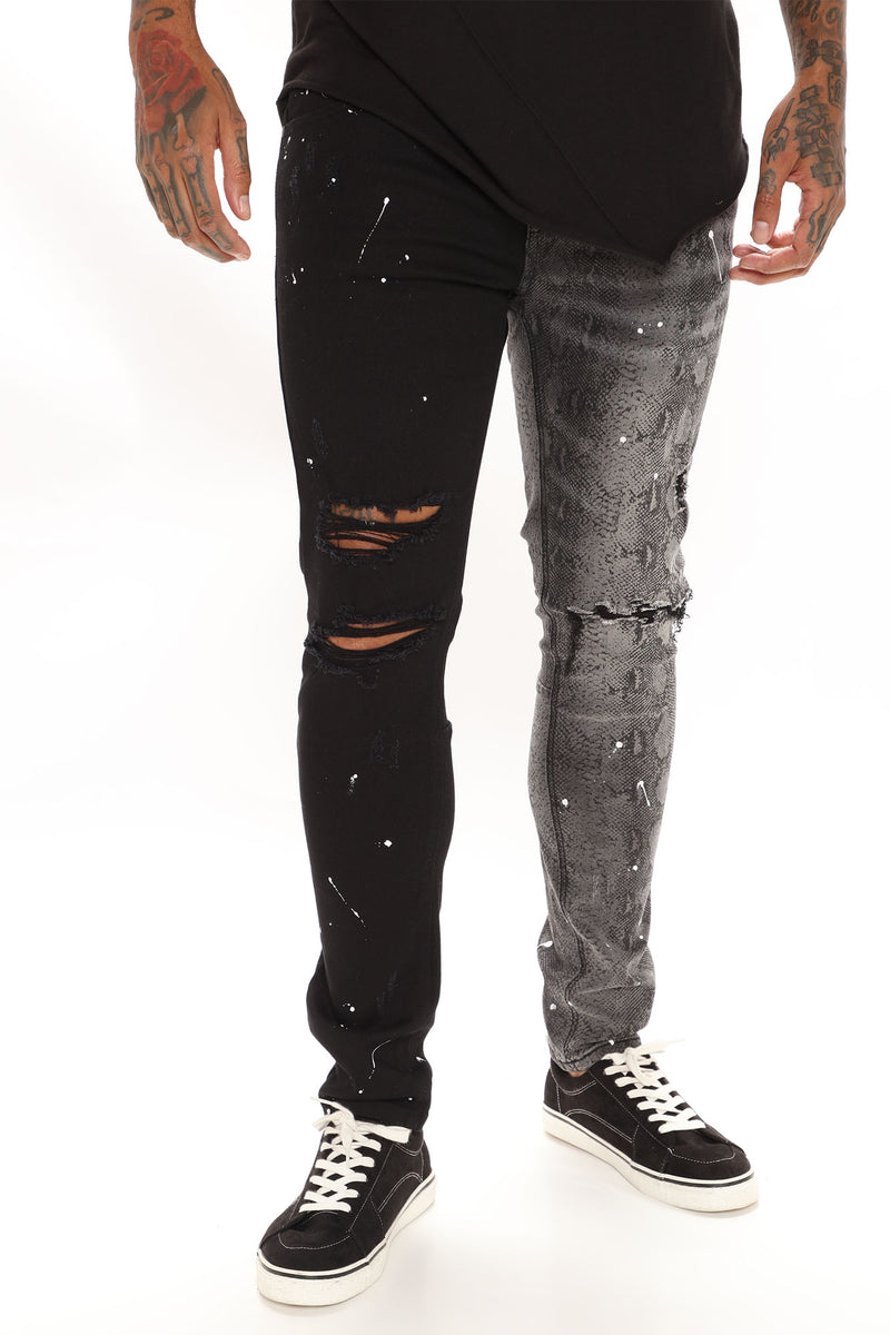 Split Ripped Skinny Jeans Black Mens Jeans Fashion Nova