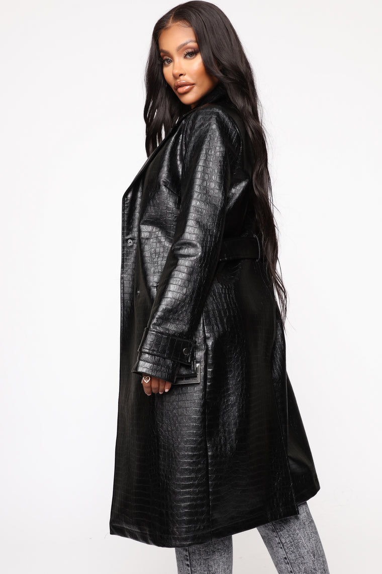 Dusk To Dawn Croc Coat - Black, Jackets & Coats | Fashion Nova