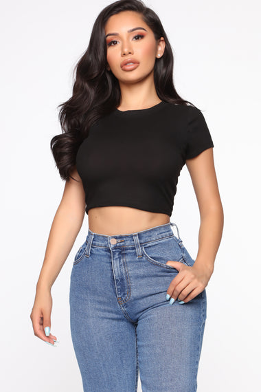 Time For A Change Crop Top - Black